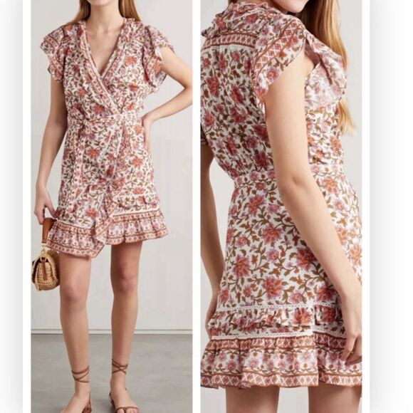 Veronica Beard Wrap Dress Mikhail Ruffled Womens 10 Floral $ 548.00 NWT - Picture 2 of 10